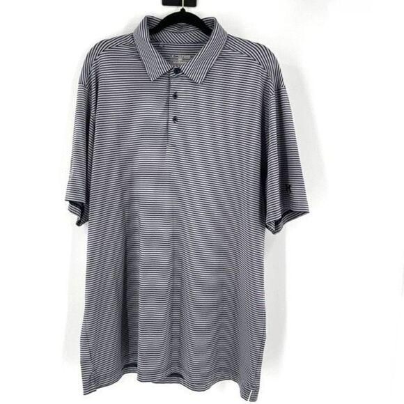 Under Armour Men's Striped Heatgear Loose Fit Golf Polo Shirt Blue Gray Size 2XL - Picture 1 of 7